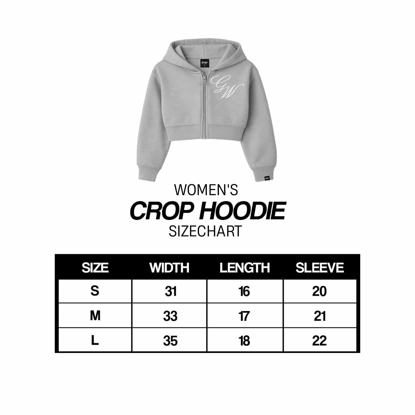 WOMEN'S CROP HOODIE (Full Zipped)
