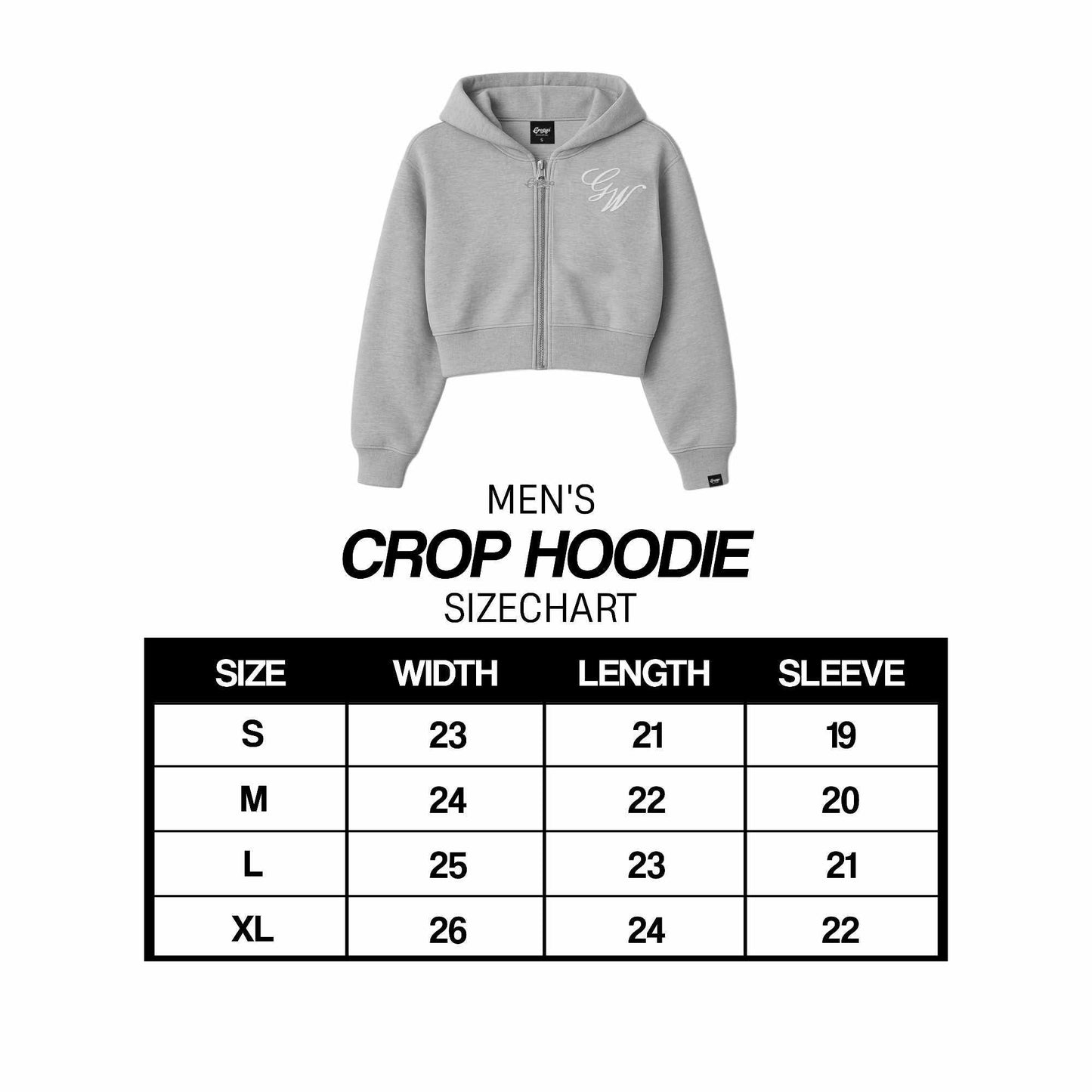 MEN'S CROP HOODIE (Full Zipped)