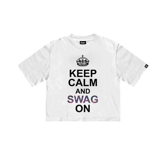 KEEP CALM AND SWAG ON CROP SHIRT