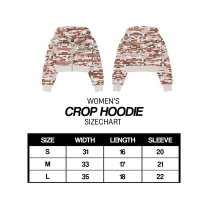 SIGNATURE SCRIPT CAMOU CROP HOODIE (Full Zipped)