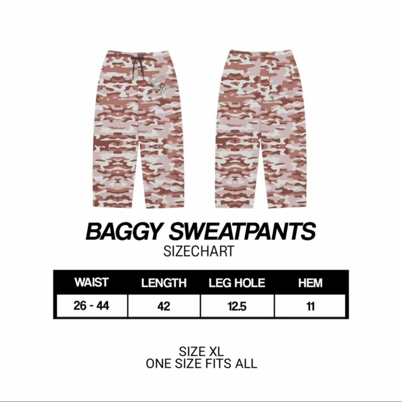 CAMOU PINK BAGGY SWEATPANTS