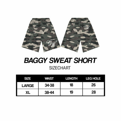 GREEN CAMOU SWEATSHORTS