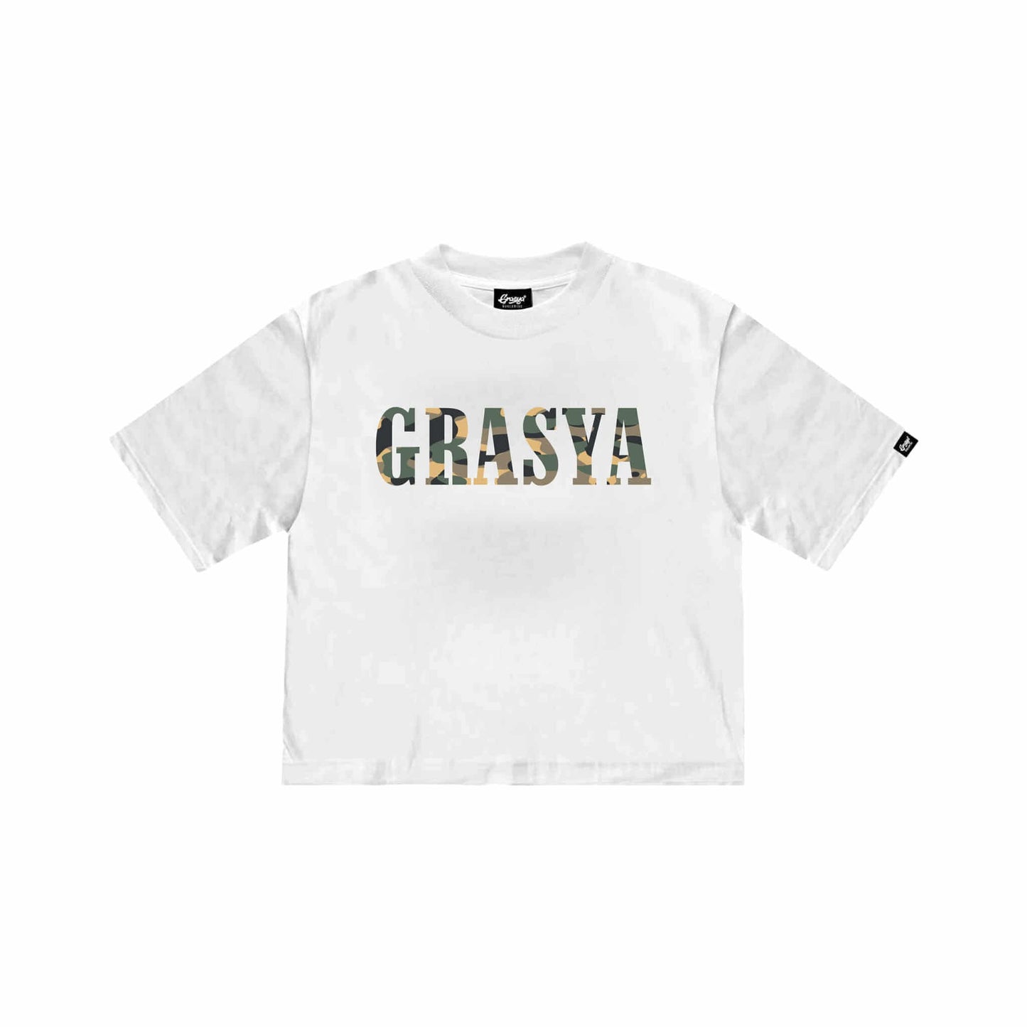 CAMOU LOGO CROP SHIRT